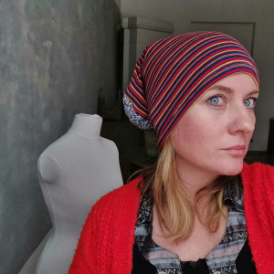 Czapka dzianinowa  w paski