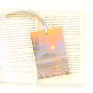 shabby chic zakładka do książki, pejzaż zakładka, vintage zakładka, krajobraz  zakładka do książek, zachód słońca zakładka do książki