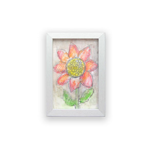 mały obrazek z kwiatkiem,  akwarelka w ramce,  oprawiony szkic kwiatka, kwiat rysunek, ślub prezent, prezent na ślub, prezent do domu, akwarela ręcznie malowany obraz