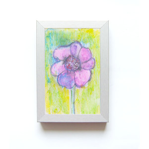mały obrazek z kwiatkiem,  akwarelka w ramce,  oprawiony szkic kwiatka, kwiat rysunek, ślub prezent, prezent na ślub, prezent do domu, akwarela ręcznie malowany obraz