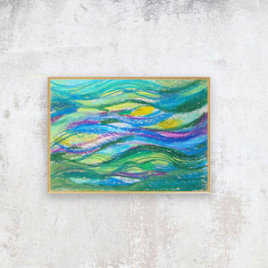 morze rysunek A4, abstrakcyjny obrazek 21x30, woda obraz malowany ręcznie, nowoczesna grafika do domu