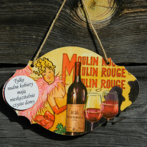 Tylko nudne kobiety mają nieskazitelnie czyste domy, Tabliczka z hasłem do powieszenia, Dekoracja kobieta i wino, Śmieszny prezent dla przyjaciółki na święta lub urodziny