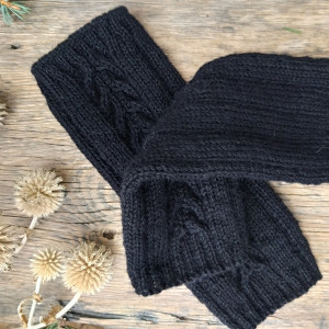 Getry wełniane, ocieplacze na nogi, długie  - czarne