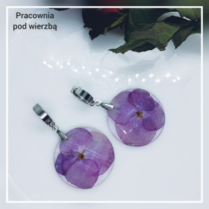 Kolczyki wiszące kwiaty hortensji duże piękne