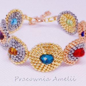 złoto-srebrna bransoletka orient glamour kryształy beading