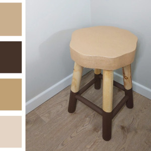 Drewniany taboret  z drewna paulowni, Stołek w stylu boho