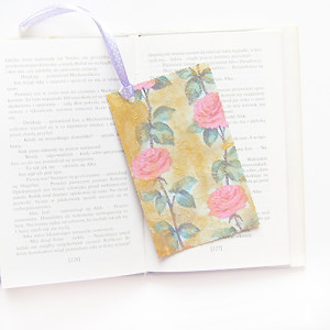 kwiaty zakładka do książki, vintage zakładka, róże zakładka, decoupage zakładka do książek, pastelowa zakładka do książki, zakładka dla dziewczyny, zakładka dla kobiety