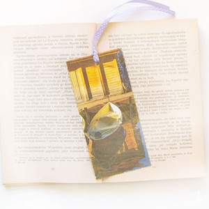 shabby chic zakładka do książki, vintage zakładka, żeglarska zakładka,  łódki zakładka do książek