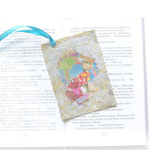 bajkowa zakładka do książki, śmieszna zakładka, dinozaur zakładka, zakładka dla dziecka, zakąłdka dla dziewczynki, zakąłdka dla chłopca