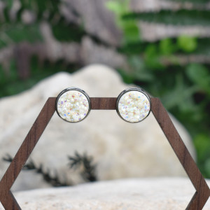 Stalowe czarne kolczyki sztyfty z druzami #123