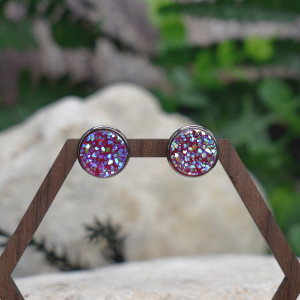 Stalowe czarne kolczyki sztyfty z druzami #124