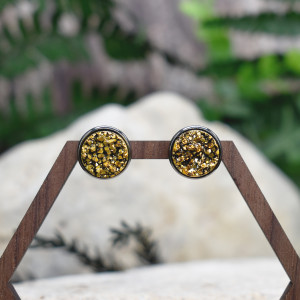 Stalowe czarne kolczyki sztyfty z druzami #129