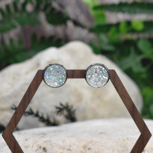 Stalowe czarne kolczyki sztyfty z druzami #132