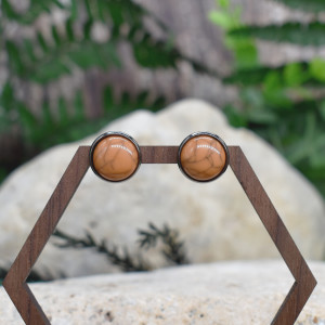 Stalowe kolczyki wkrętki imitacja howlitu #150