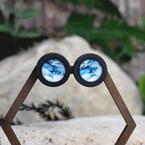 Drewniane kolczyki sztyfty z kaboszonami z grafiką #206