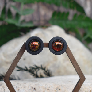 Czarne drewniane kolczyki sztyfty kameleon #224