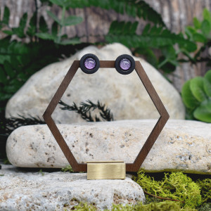 Czarne drewniane kolczyki sztyfty kameleon #233