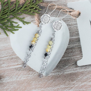 Długie kolczyki Bursztynowe Kule