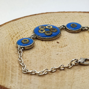 Steampunk - bransoletka z żywicy, elementy z zegarka.
