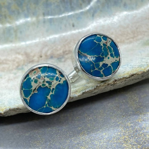 Srebrne spinki do mankietów z jaspisami a935