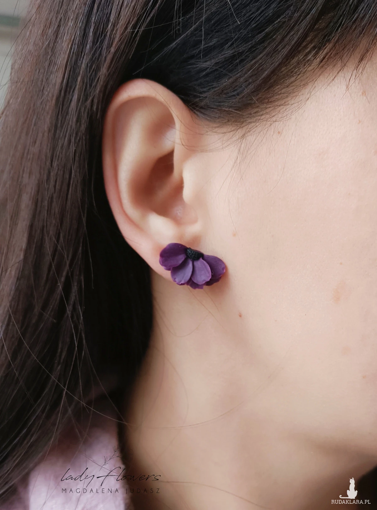 Kolczyki wkrętki royal violet