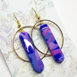 Kolczyki w różach i fioletach kółka