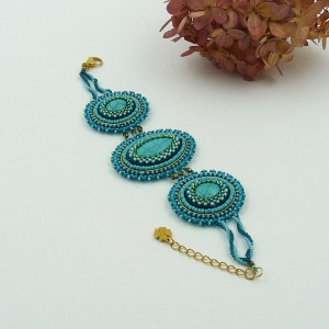 Bransoletka turkusowa z howlitem