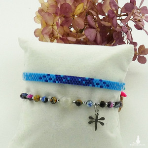 Zestaw bransoletek agat wielobarwny