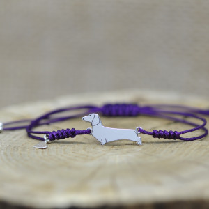 Jamnik - bransoletka z psem, srebro 925