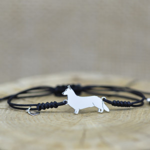 Welsh Corgi - bransoletka z psem, srebro  925