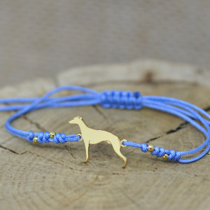 Whippet / Chart angielski - bransoletka z psem, srebro 925 pozłacane