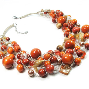 Cynamonowe korale len stal