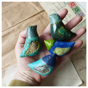 Ptaszki w tonacji niebiesko-zielonej