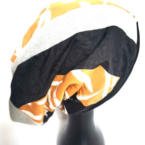 Czapka patchworkowa turbanowa na podszewce smerfetka