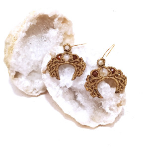 LUNULA słowiański księżyc z Cyternem i Granatem srebro ag 925 Delfina Dolls