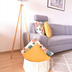 BOHO kosz,koszyk z frędzlami, duży kosz 30x19cm