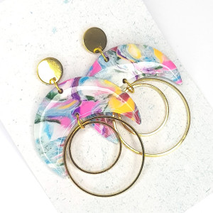 Kolczyki księżyce w złotych kręgach