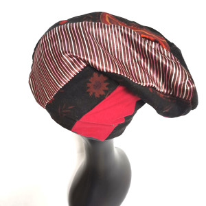 Czapka patchworkowa turbanowa na podszewce smerfetka