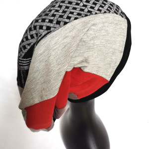 Czapka patchworkowa turbanowa na podszewce smerfetka