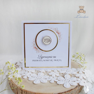 Zaproszenie komunijne, Zaproszenia Pierwsza Komunia Święta "Nude Flower"