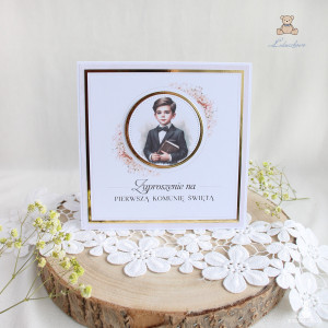 Zaproszenia komunijne, Zaproszenia na Pierwszą Komunię Świętą "Peach Flower Boy"