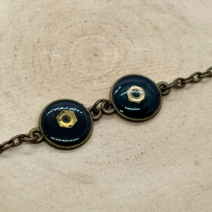 Steampunk - bransoletka z żywicy, elementy z zegarka.