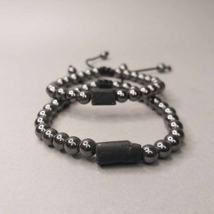 Bransoletki ochronne z turmalinem i hematytem dla pary.