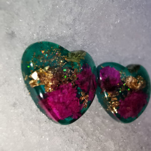 Butelkowa zieleń kolczyki, kolczyki serduszka