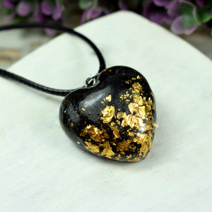 Wisiorek serce - czarno złote