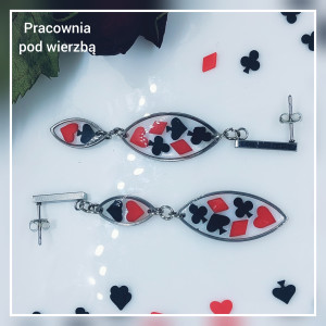 Długie kolczyki wiszące karty gry karciane kolory żywica