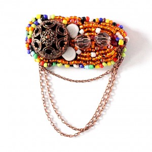 broszka wyszywana kolorowa folk