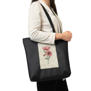 Czarna torba na ramię z haftem polnego maku