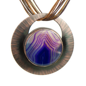 Miedziany naszyjnik z agatem c973