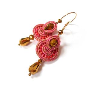 RÓŻOWE KOLCZYKI SUTASZ 100% hand made